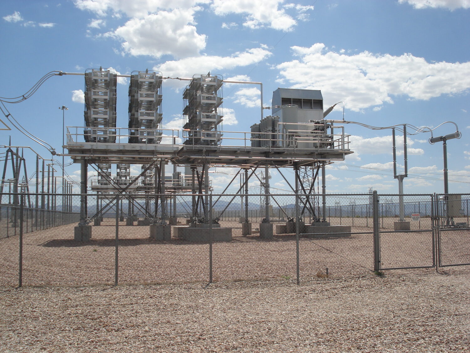 Elevated reactive-power equipment platform at the Mead Substation near Boulder City, Nevada